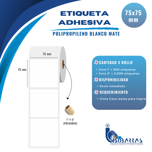 75x75 mm - POLIPROPILENO BLANCO MATE