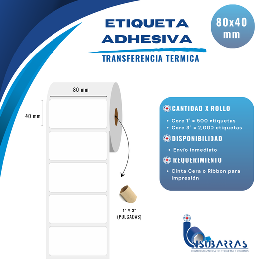 80x40 mm - TRANSFERENCIA TÉRMICA