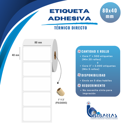 80x40 mm - TÉRMICA DIRECTA