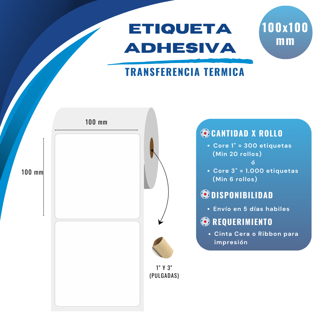 100x100 mm - TRANSFERENCIA TÉRMICA