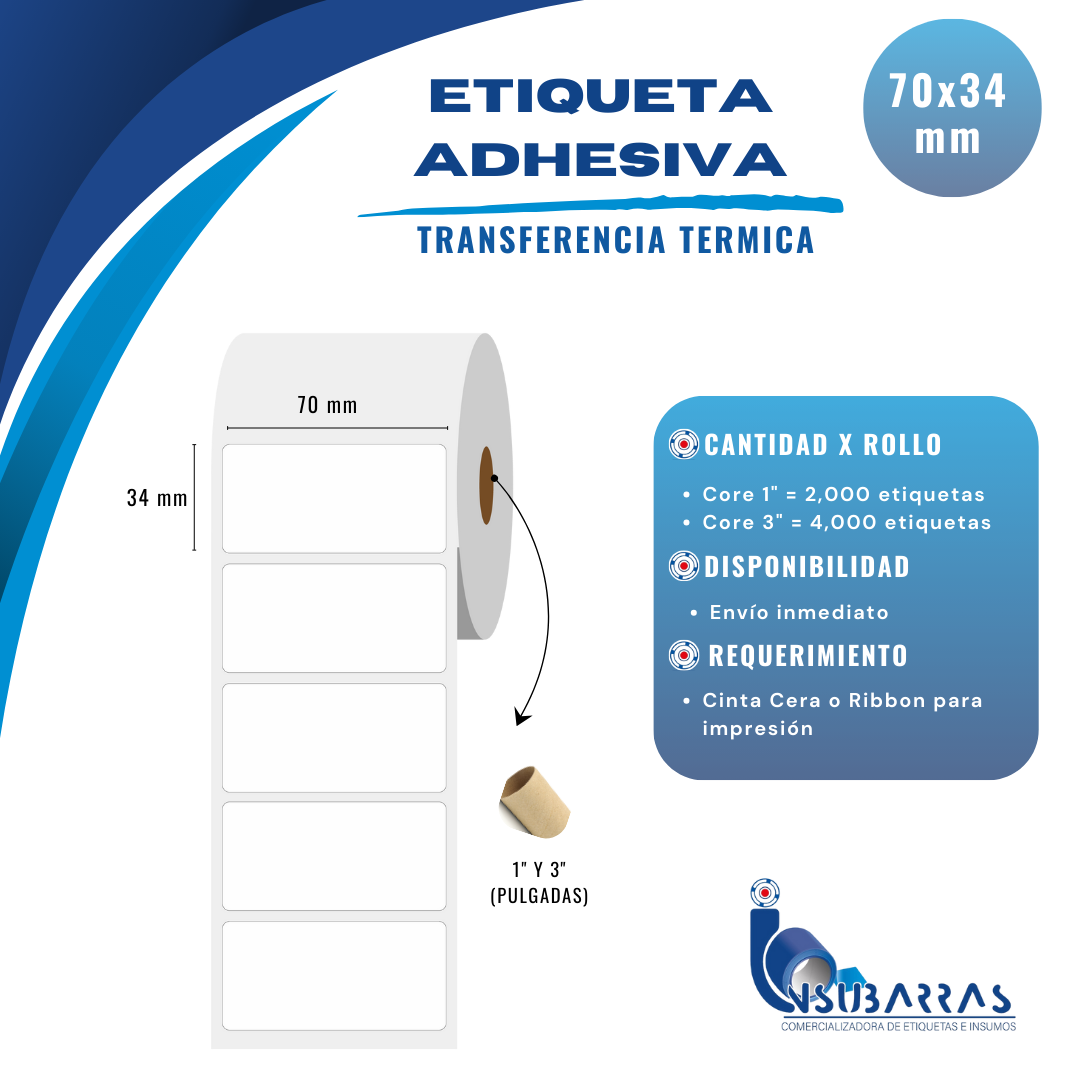 70x34 mm - TRANSFERENCIA TÉRMICA