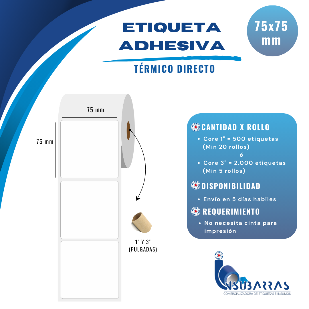 75x75mm - TÉRMICA DIRECTA