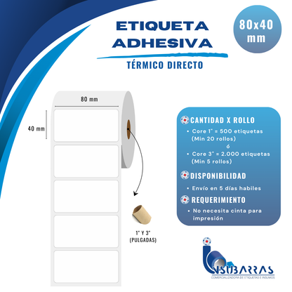 80x40 mm - TÉRMICA DIRECTA