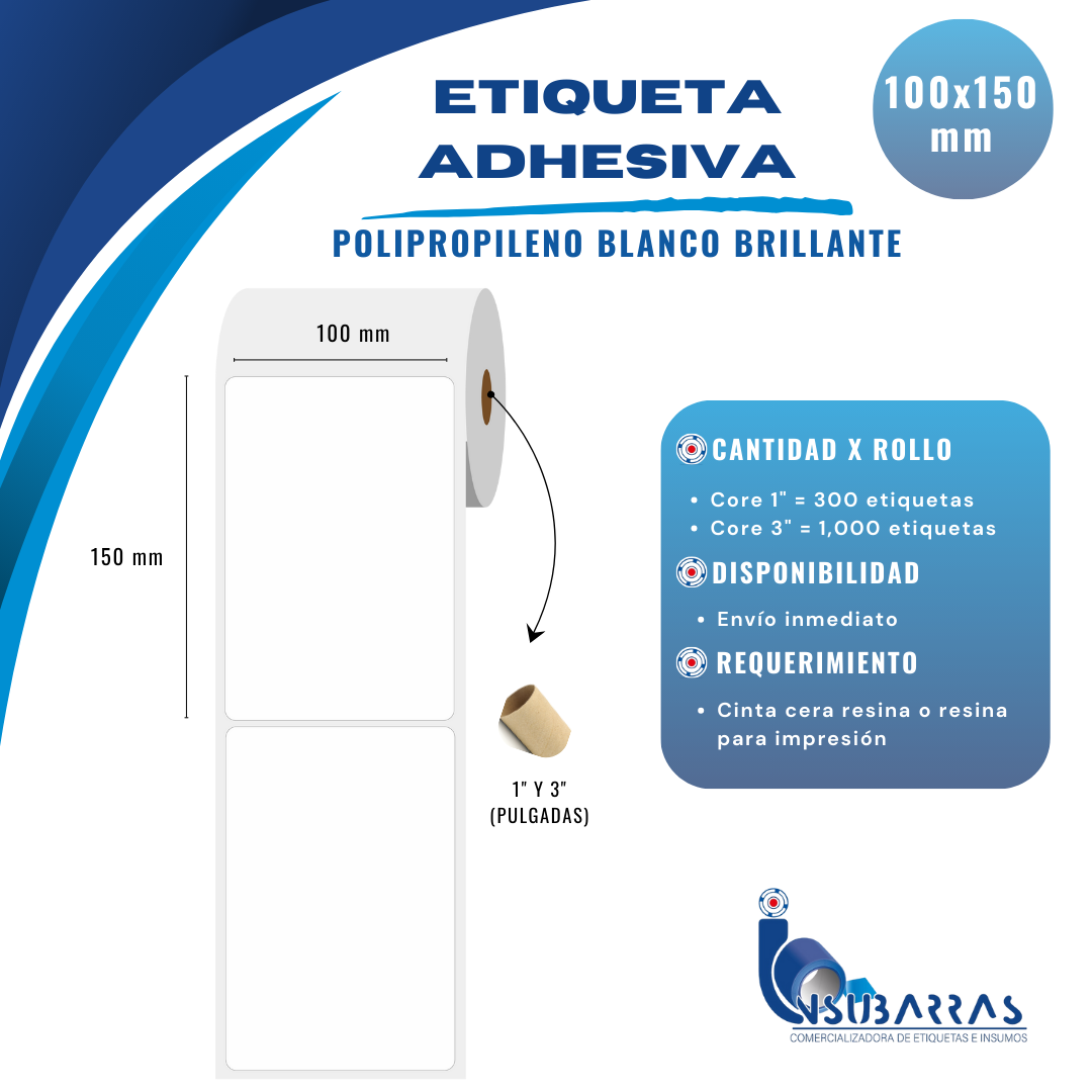 100x150 mm - POLIPROPILENO BLANCO BRILLANTE