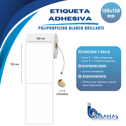 100x150 mm - POLIPROPILENO BLANCO BRILLANTE